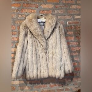 Vintage Saga fox fur coat - white/gray fur, women’s size S
